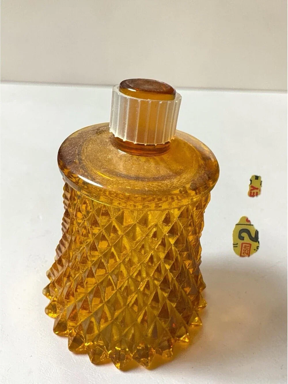 Homco Diamond Point Votive Amber Peg Sconce Candle Holder Vintage